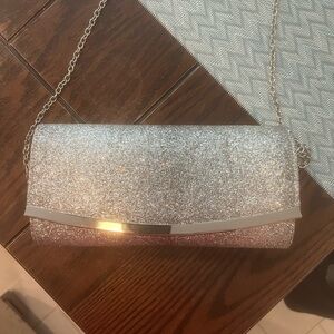 Charming Charlie RSVP Women’s Silver Glitter Clutch Bag
